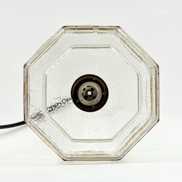 Metal Mid-Century Modern Pendant Light in Glass and Brass from Limburg, Germany, 1960s For Sale - Image 7 of 12