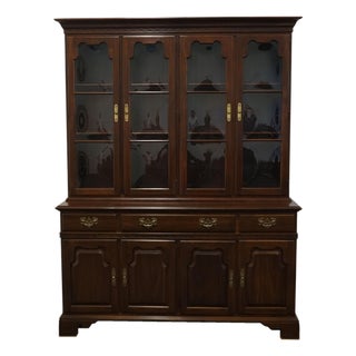 Ethan Allen Georgian Court Collection Solid Cherry Traditional Style 60" Buffet W. Bubble Glass Lighted Display China Cabinet 11-6236 / 11-6238 For Sale