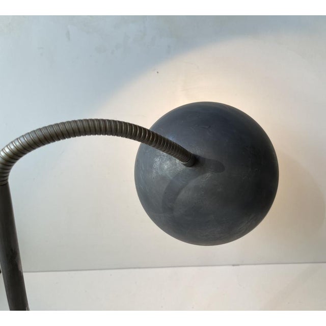 1950s Vintage Scandinavian Industrial Table Lamp in Oak & Grey Steel, 1950s For Sale - Image 5 of 12