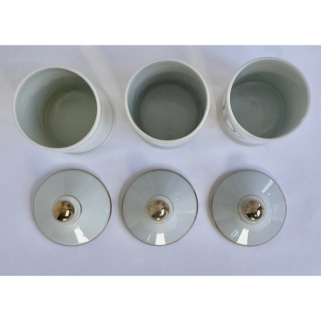 1960s 1960s Rare Set of Japanese Porcelain Apothecary Lidded Jars by LaGardo Tackett - Set of 3 For Sale - Image 5 of 8