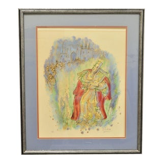 Reuven Rubin Story of David 1971 King David With Harp Signed Lithograph Print For Sale