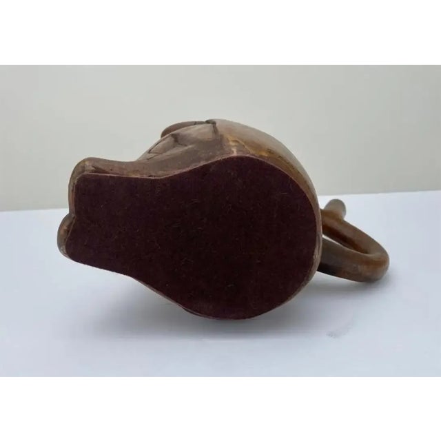 1990s Peruvian Figural Wood Carved Sculpture After Moche Stirrup Vessel, Dreamer For Sale - Image 5 of 6