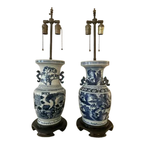 A Pair of 19th Century Chinese Export Vase Lamps