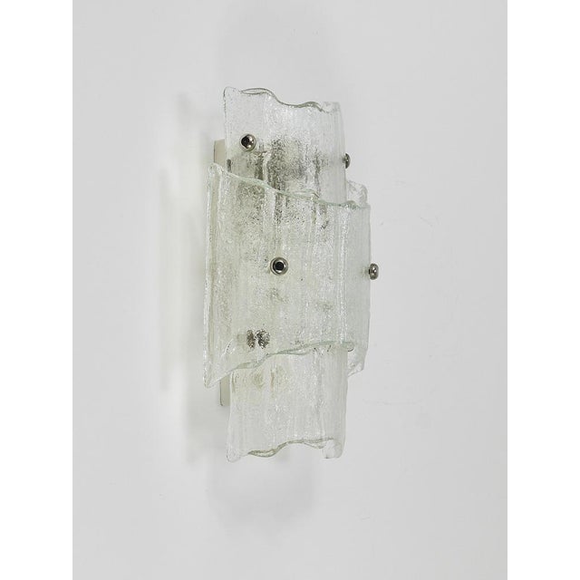 Mid-Century Frosted Ice Glass Sconces by J. T. Kalmar for Kalmar, 1960s For Sale - Image 15 of 18