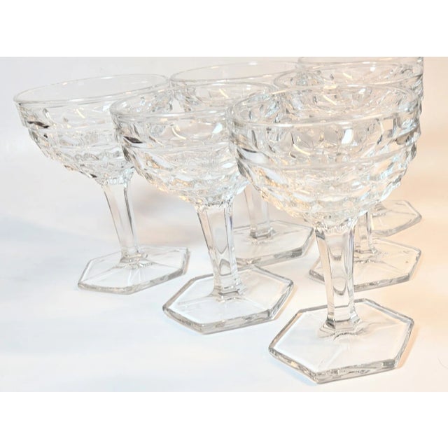 Glass Icy Honeycomb Champagne Coupes- Set of Six For Sale - Image 7 of 10