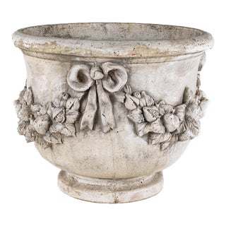 French Floral Stone Planter For Sale