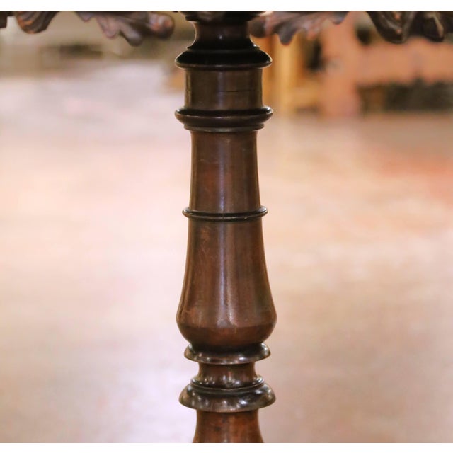 Wood 19th C. French Black Forest Carved Walnut Jardinière on Stand With Zinc Liner For Sale - Image 7 of 9