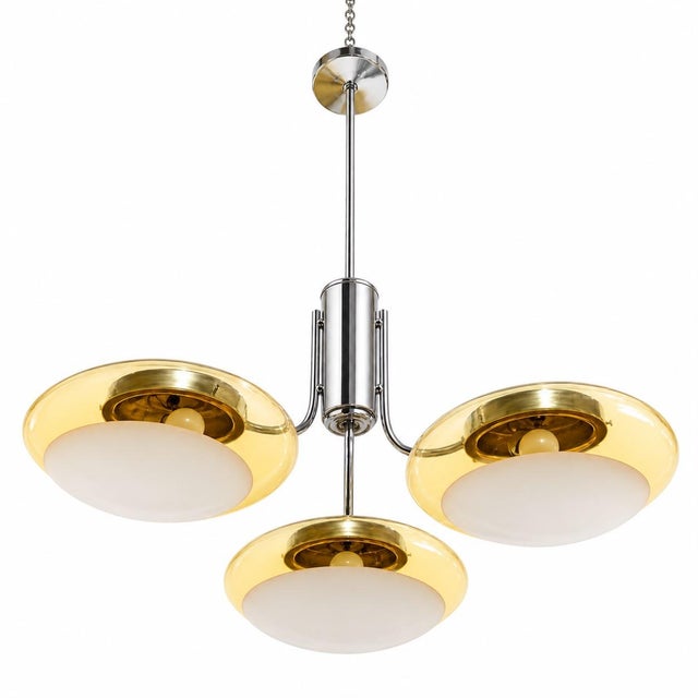 Three-Light Chandelier with Murano Glass Diffusers, Italy, 1970 For Sale - Image 13 of 13