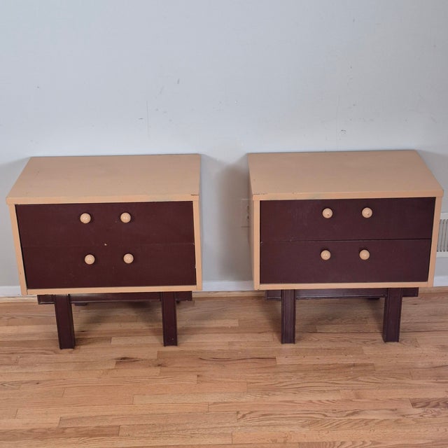 Mid Century Modern Two-Tone Side Tables Night Stands, Manner of Paul T. Frankl, a Pair For Sale - Image 14 of 14