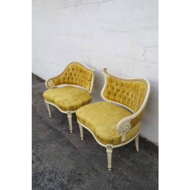 French Carved Asymmetrical Ladies Parlor Side Chairs a Pair 6287 For Sale In Miami - Image 6 of 18