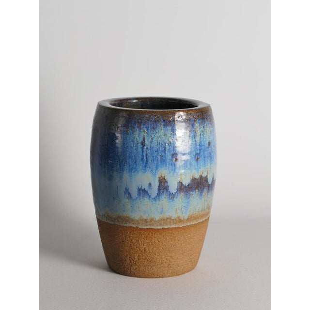 Blue Glazed Studio Pottery Vase by Michael Andersen & Son for Bornholm, Denmark, 1960s For Sale - Image 3 of 13