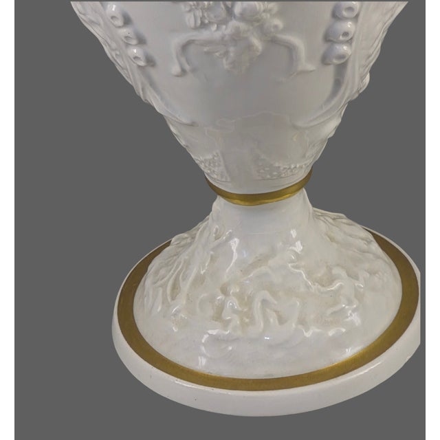 Ceramic Elegant Neo-Classical Ewer Gilded White Ornate Figural Porcelain Capoimpero Ardald Italy For Sale - Image 7 of 16