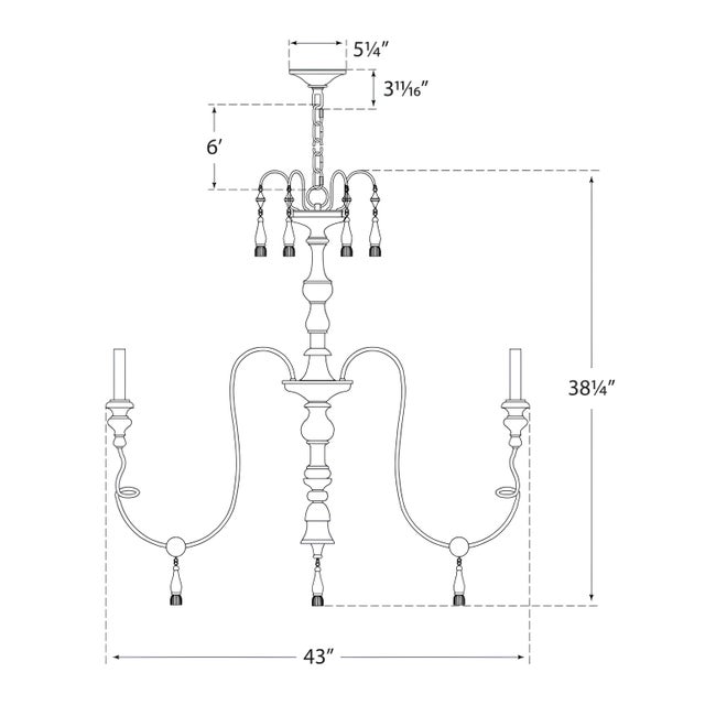 Visual Comfort Suzanne Kasler for Visual Comfort Signature Michele Medium Chandelier in Belgian White For Sale - Image 4 of 4