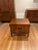 Milo Baughman Nightstand / Side table features two door which has a unique black metal latch, four black metal hinging...