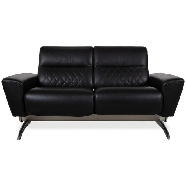 Michelle Leather Chrome Two-Seater Black Manual Function Sofa from Stressless For Sale - Image 14 of 14