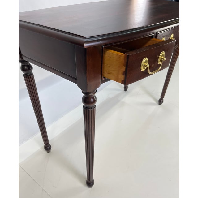 Vintage Harden Furniture "Circa 1991" Collector's Edition Cherry Bowfront Console / Writing Desk For Sale - Image 9 of 16
