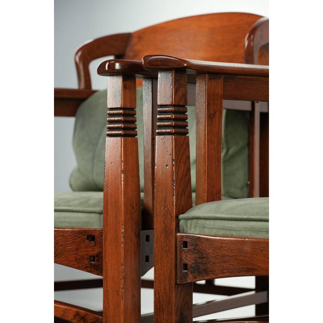 Art Nouveau Jugendstil Dining Chairs with Suede Upholstery from Schuitema, Set of 2 For Sale - Image 14 of 15