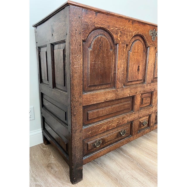 William & Mary Style 19th Century Quarter Sawn Oak Blanket Mule Chest Mortise and Tenon For Sale - Image 10 of 12