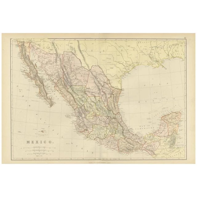 Antique Map of Mexico, 1882 For Sale - Image 6 of 6