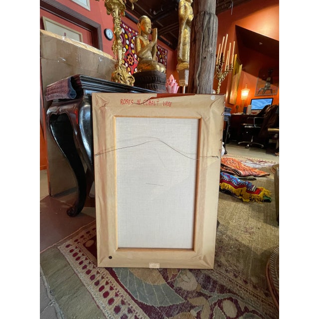 Blue "Roses in Cobalt Vase" by Bernique Longley For Sale - Image 8 of 9