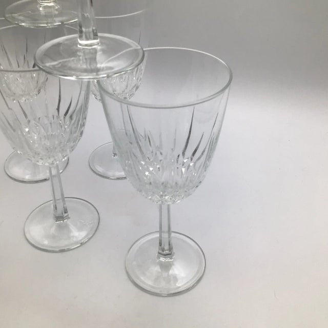 French Hexagon Stemmed Crystal Water Goblets-Set of 8 For Sale - Image 11 of 13