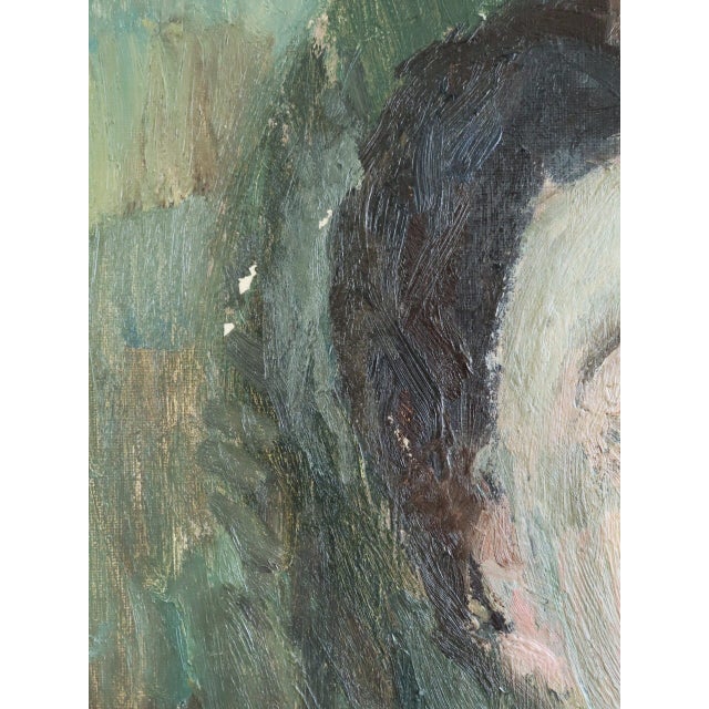 Mid-Century Modern 'Agnes' Vintage Original Swedish Expressive Figurative Portrait Oil Painting, Framed For Sale - Image 13 of 14