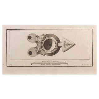 Filippo de Grado, Oil Lamp with Decoration, Etching, 18th Century For Sale