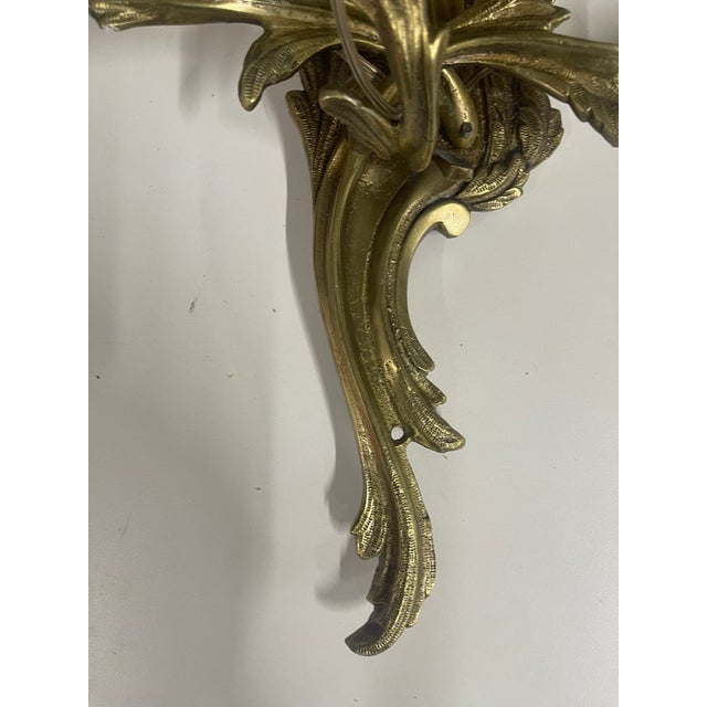 Vintage Gilt Bronze Rococò Style Three-Arm Wall Sconces— Set of Eight For Sale - Image 4 of 8