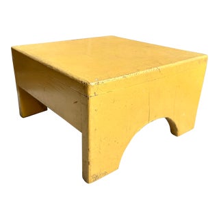 Vintage Painted Wood Yellow Step Stool Pedestal Riser For Sale