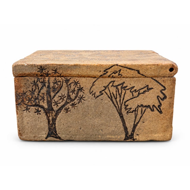 1970s One-of-a-Kind Studio Pottery Lidded Box With Tree Motifs, Possibly 1970s For Sale - Image 5 of 9
