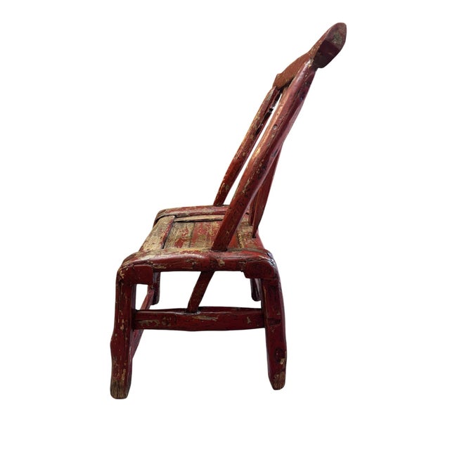 Late 19th Century Late 19th Century Qing Dynasty Child’s Chair W/ Heavy Chipping For Sale - Image 5 of 12