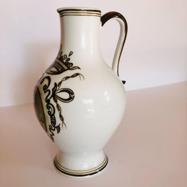 Folk Art Vintage Hand-Painted Portuguese Pitcher by Cfo Viana – Folk Art Scene For Sale - Image 3 of 8