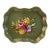 Large Mid-Century Nasco Products Dark Green Floral Tole Painted Metal Tray For Sale