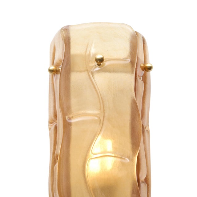 Glass Murano Textured Amber-Orange Glass Sconces - a Pair For Sale - Image 7 of 9