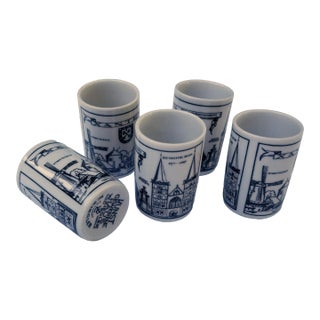 Set of 5 W. Ziegler Xantan Cityscape Shot Glasses, 1960s For Sale