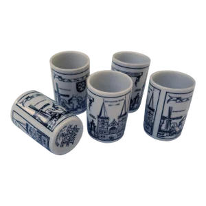 Set of 5 W. Ziegler Xantan Cityscape Shot Glasses, 1960s