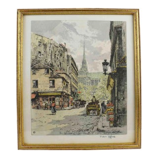 Mid 20th Century Original Silk Etching by Hans Figura European Cityscape Wall Art For Sale