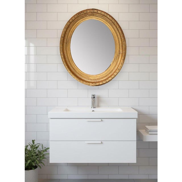 Antique French Oval Gilt Wood Mirror, 19th Century For Sale - Image 5 of 15