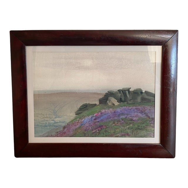 Mid 20th Century Bh Wiles English Countryside Landscape Watercolor, Framed For Sale