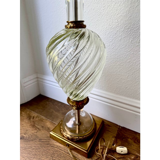 Vintage Marbro Venetian Murano Swirl Glass Table Lamp For Sale - Image 11 of 17