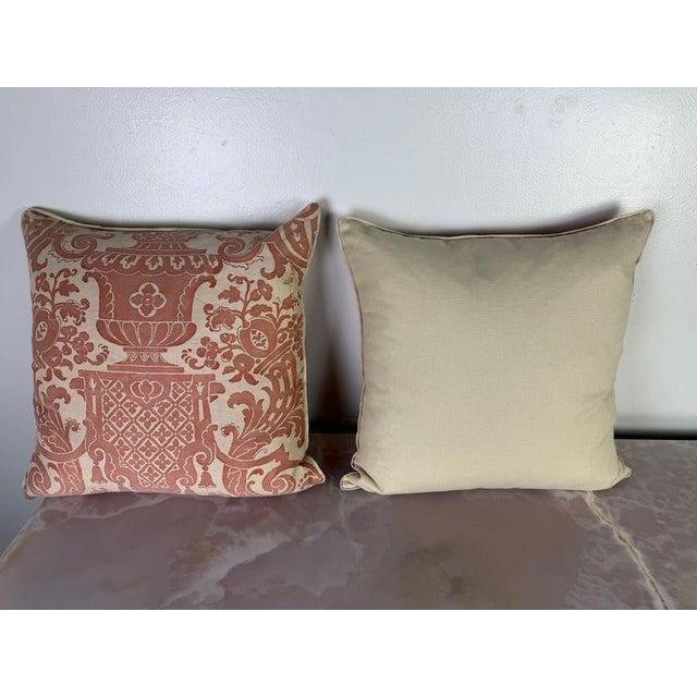 Textile Pair of Fortuny Textile Pillows With Classical Urn Motif For Sale - Image 7 of 9