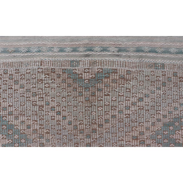 Vintage Turkish Embroidered Flat-Weave Rug With Geometric Design For Sale - Image 10 of 13