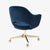 Mid 20th Century Original Saarinen Executive Arm Chair in Navy Velvet, Swivel Base, Custom Gold Edition - Set of 6 For Sale - Image 5 of 11