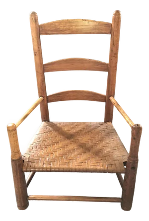 Antique Children's Ladder Back Splint Weave Seat Chair