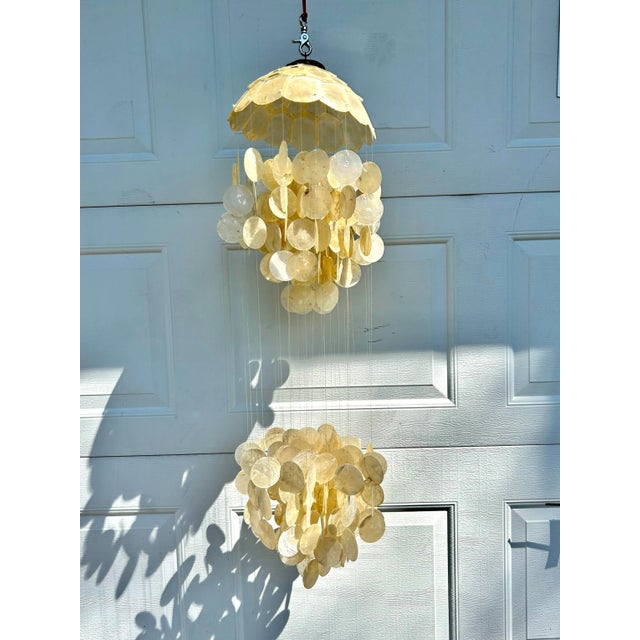 Mid 20th Century Capiz Shell Chandelier, Wind Chime | Chairish