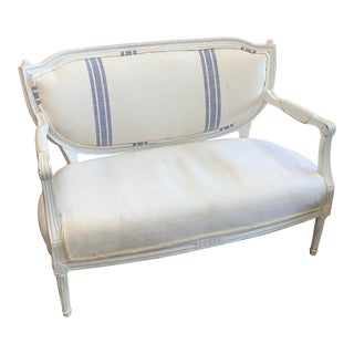 Vintage French Style Upholstered Settee For Sale