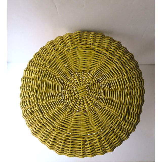 Wicker Stool Yellow For Sale - Image 11 of 12