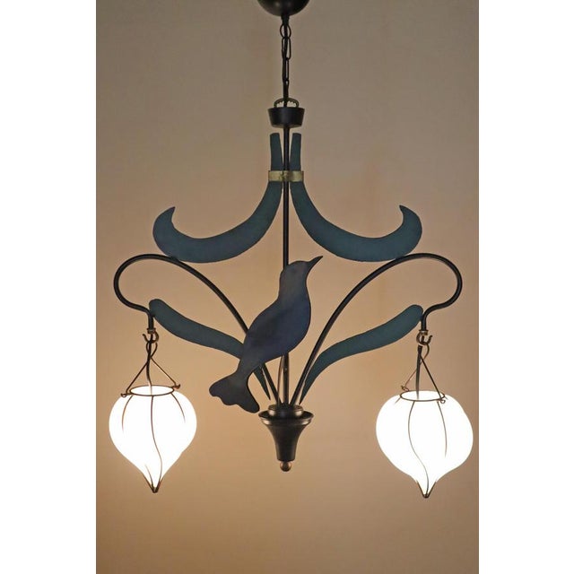 Nightingale Chandelier with Murano Glass Lanterns, 1980s For Sale - Image 11 of 13
