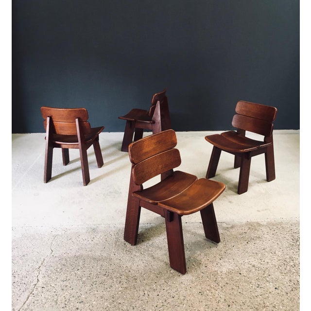 Constructivist Oak Dining Chairs, Belgium, 1960s, Set of 4 For Sale - Image 13 of 18