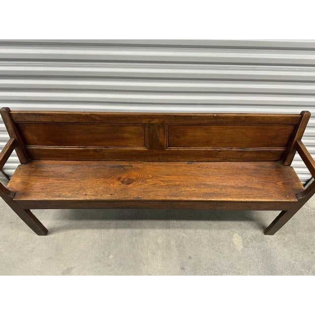American Antique Wooden Bench For Sale - Image 3 of 4